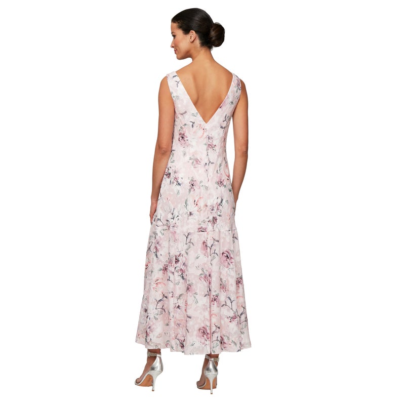 Alex Evenings Women's Sleeveless Printed Chiffon Dress with Shawl, Blush Multi, 16 - Image 2
